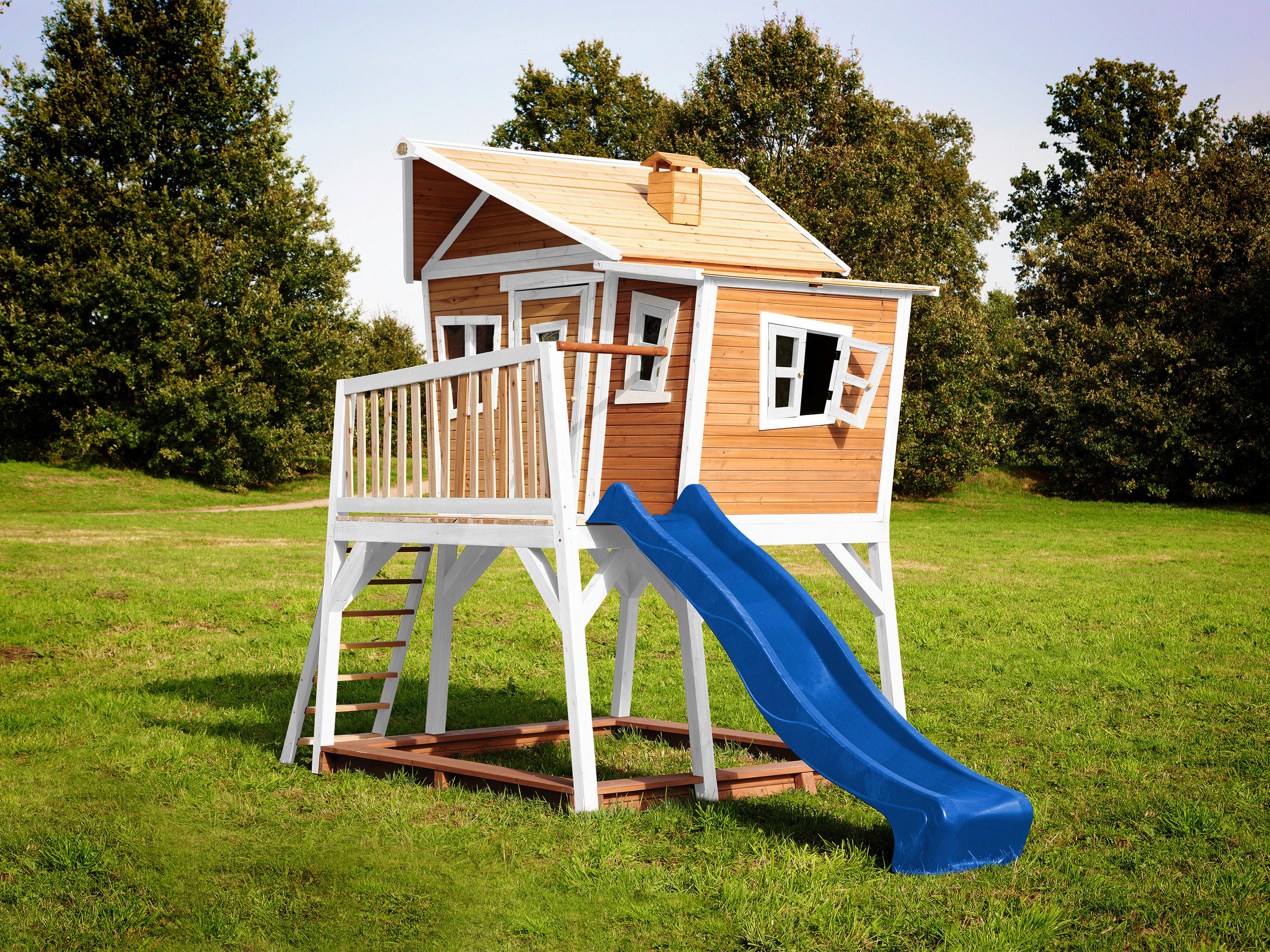 SPIELTURM 432/288/193 cm  - Blau/Braun, KONVENTIONELL, Holz (432/288/193cm) - Ambia Garden