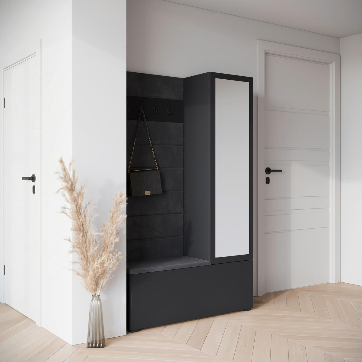 HALLMÖBEL  i 115/192/37,5 cm  - svart, Design, trämaterial (115/192/37,5cm) - Livetastic