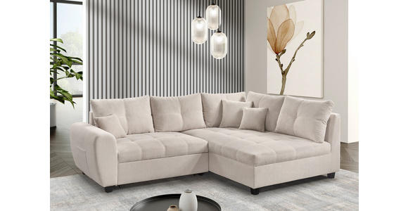 ECKSOFA  in Plüsch Creme  - Creme/Schwarz, KONVENTIONELL, Kunststoff/Textil (249/175cm) - Carryhome