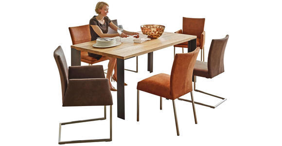 ESSTISCH Asteiche massiv rechteckig Anthrazit, Eichefarben - Eichefarben/Anthrazit, Design, Holz/Metall (180/100/77cm) - Dieter Knoll