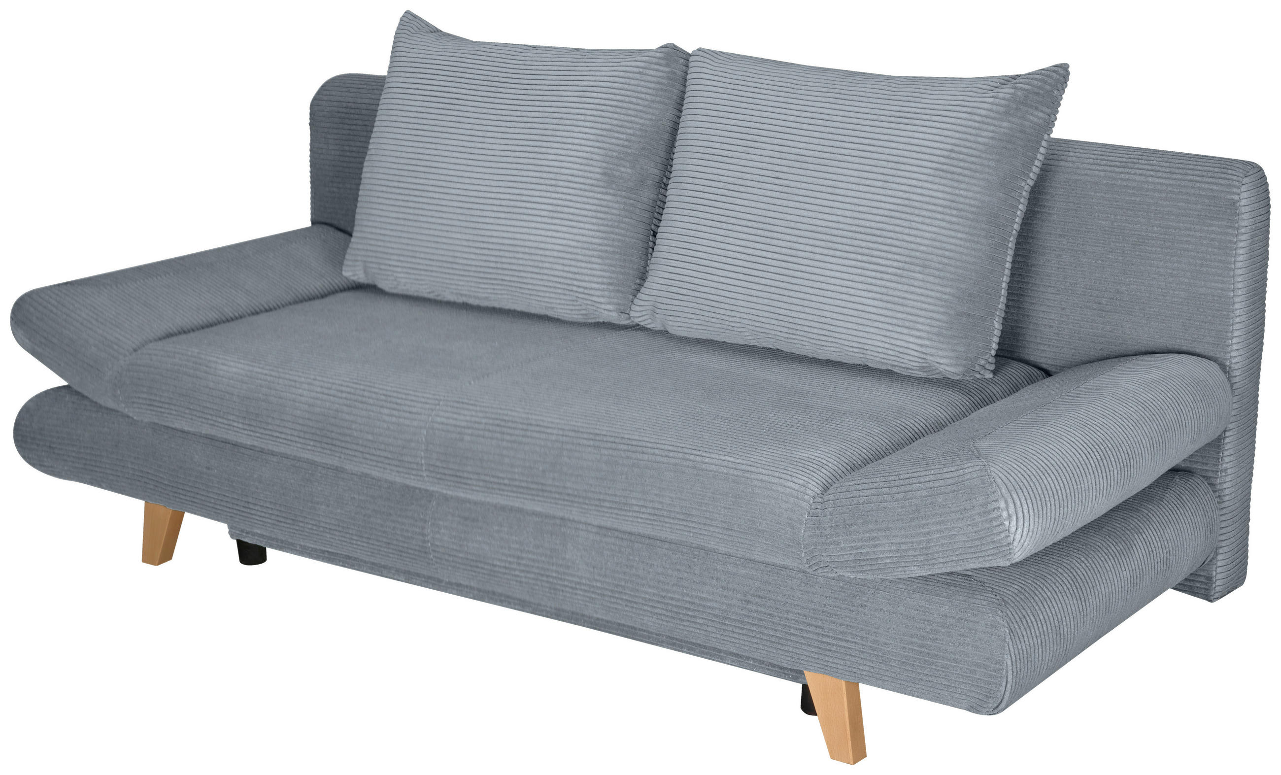 SCHLAFSOFA Cord Dunkelgrau  - Dunkelgrau/Buchefarben, KONVENTIONELL, Holz/Textil (200/75/85cm) - Carryhome