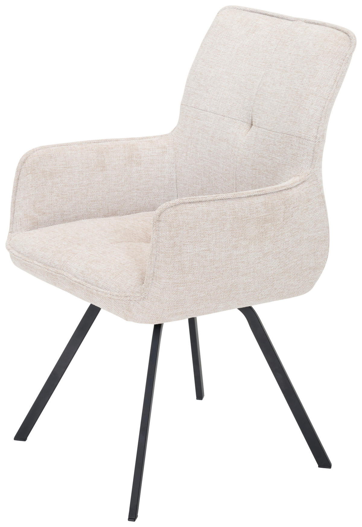 ARMLEHNSTUHL  in Stahl Chenille  - Beige/Schwarz, Design, Textil/Metall (56/89/62cm) - Welnova