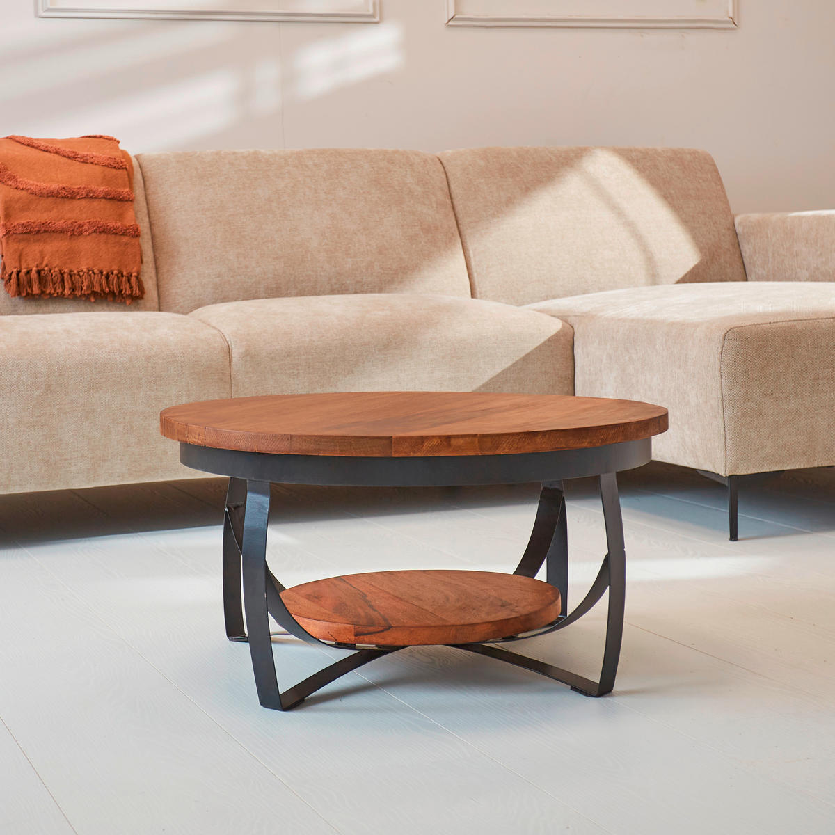 COUCHTISCH in Holz 70/70/35 cm  - Schwarz/Braun, MODERN, Holz/Metall (70/70/35cm) - MID.YOU
