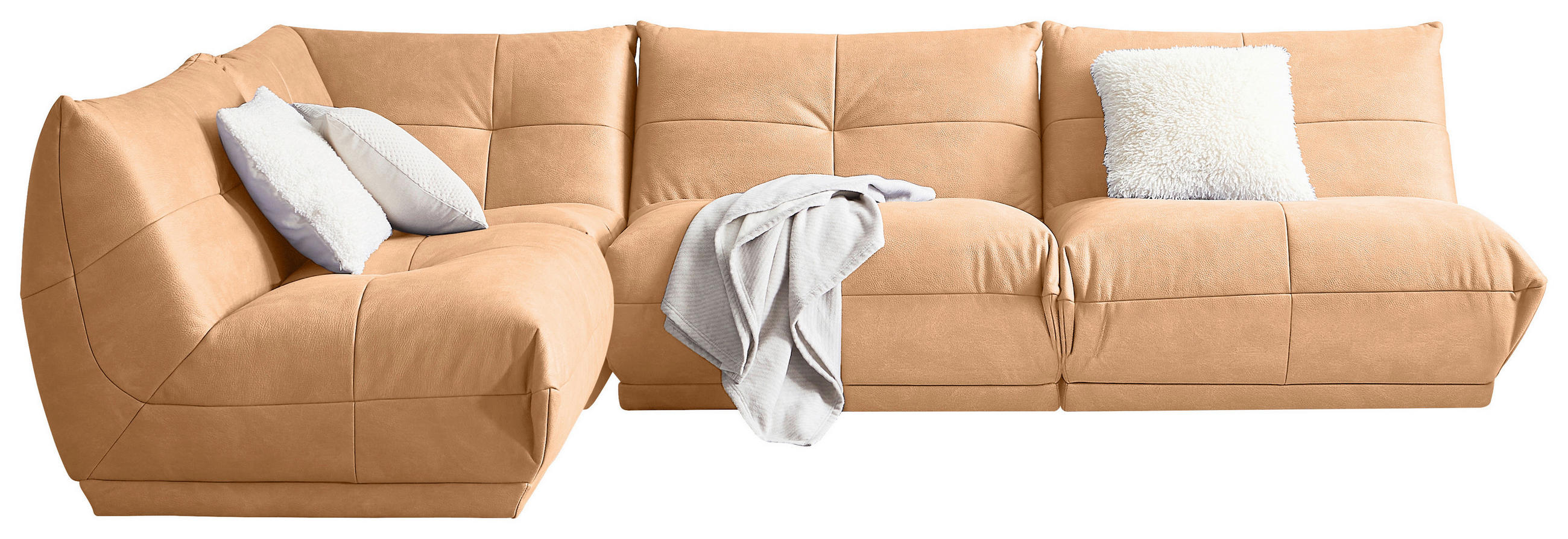ECKSOFA Hellbraun Lederlook  - Hellbraun, Trend, Textil (210/315cm) - Livetastic