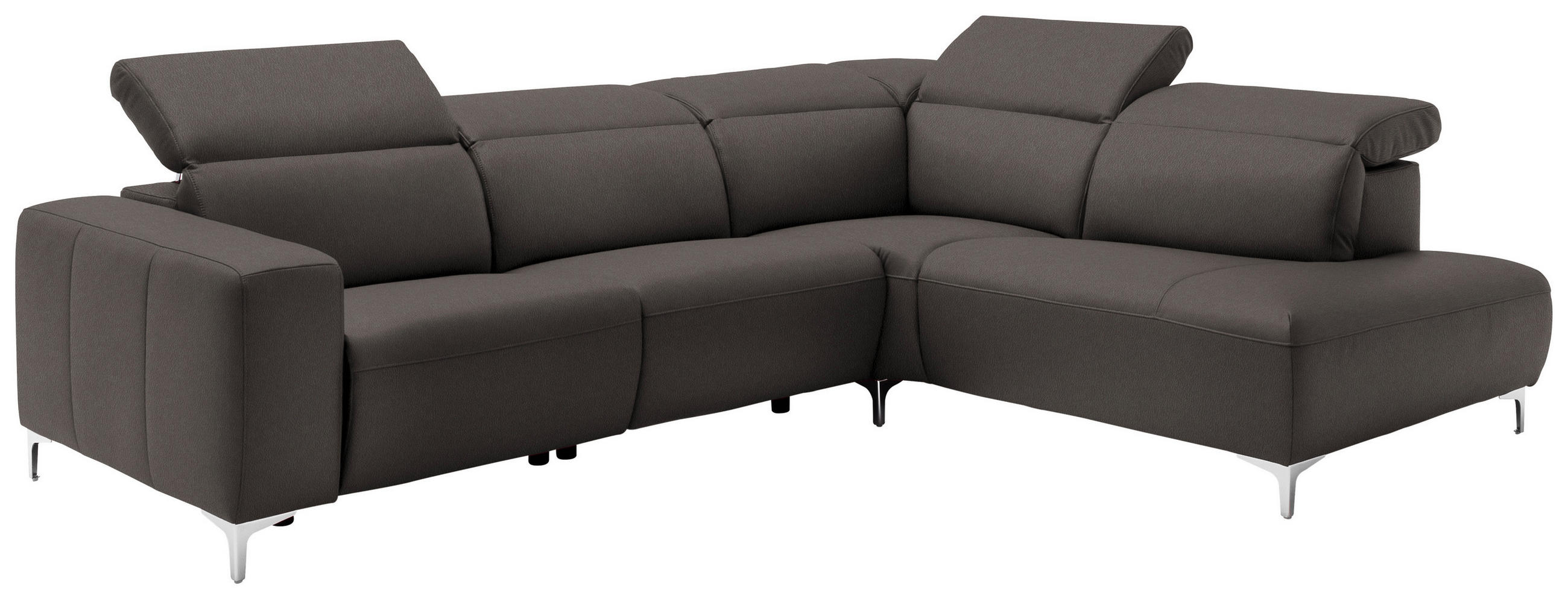 Thumbnail - Pure Home Lifestyle Ecksofa, Grau, Leder, Echtleder, Rindleder, Uni, 4-Sitzer, Ottomane rechts, L-Form, 290x223 cm, Blau...