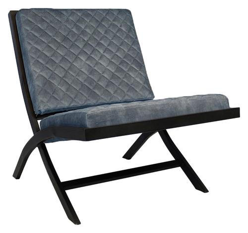 DESIGNSESSEL Samt Blau    - Blau/Schwarz, Design, Textil/Metall (66/80/90cm) - MID.YOU