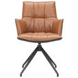 ARMLEHNSTUHL  in Eisen Mikrofaser Echtleder pigmentiert  - Cognac/Schwarz, Design, Leder/Textil (60,5/89,5/63cm) - Novel