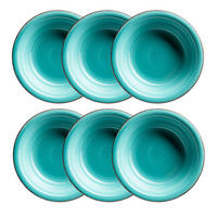 SUPPENTELLERSET Türkis 6-teilig Steinzeug LUMACA  - Türkis, Basics, Keramik (21/5,5cm) - Mäser