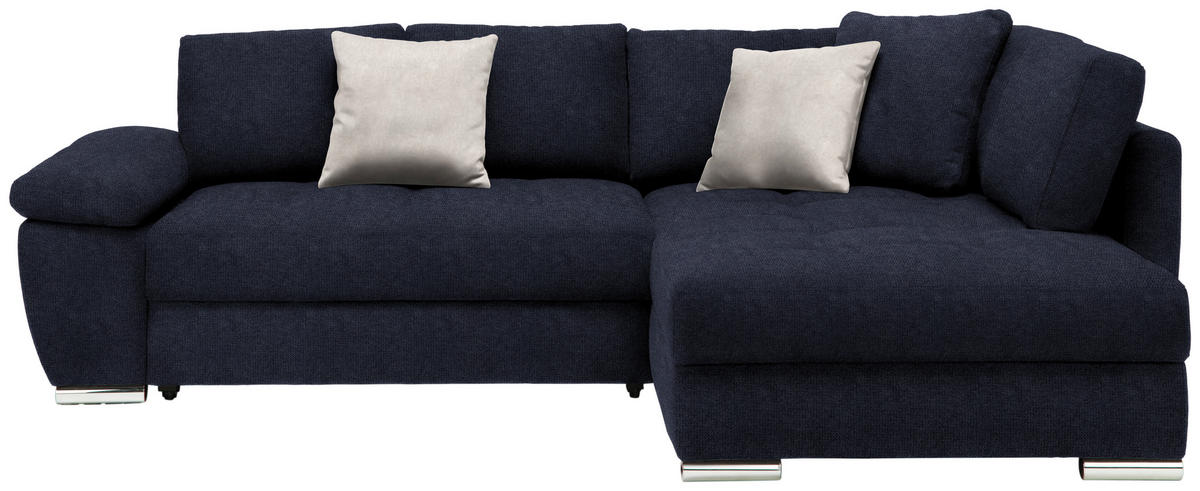 ECKSOFA in Webstoff Dunkelblau  276/212 cm  - Chromfarben/Anthrazit, Design, Kunststoff/Textil (276/212cm) - Carryhome