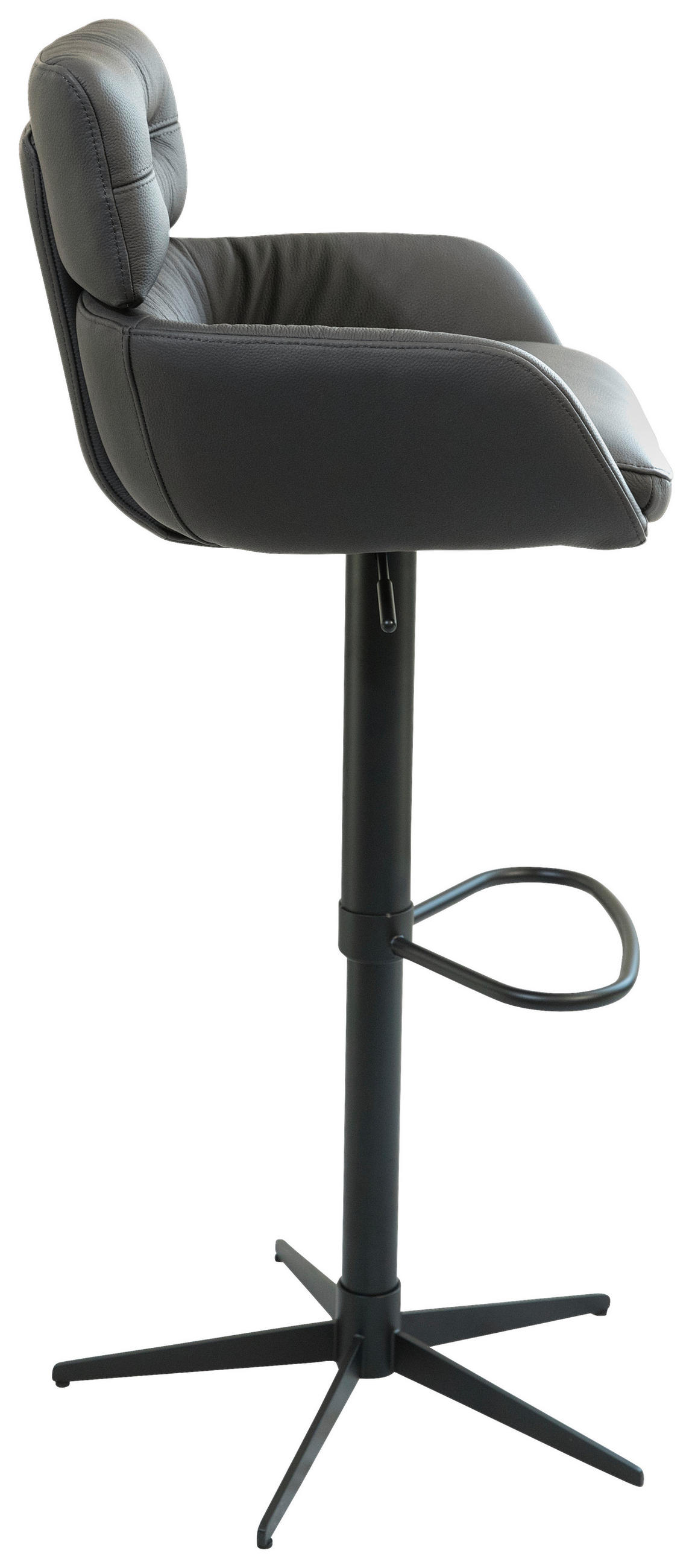 BARHOCKER in Metall, Leder Schwarz  - Schwarz, Design, Leder/Metall (54/105/53cm) - Dieter Knoll