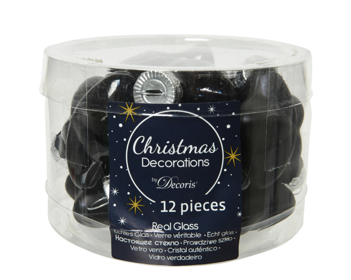 CHRISTBAUMKUGEL-SET 12-teilig  - Schwarz, Basics, Glas (2,00/4,50/4,00cm)