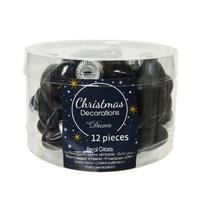 CHRISTBAUMKUGEL-SET 12-teilig  - Schwarz, Basics, Glas (2,00/4,50/4,00cm)