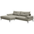 ECKSOFA Taupe Flachgewebe  - Taupe/Schwarz, Design, Textil/Metall (176/294cm) - Carryhome