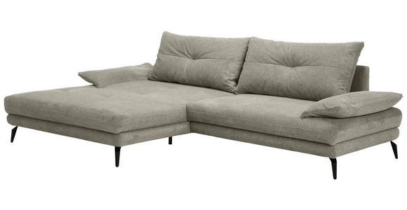 ECKSOFA Taupe Flachgewebe  - Taupe/Schwarz, Design, Textil/Metall (176/294cm) - Carryhome