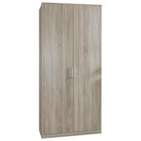 GARDEROB MED GÅNGJÄRN 90/199/58 cm 2-dörrar - aluminiumfärg/ekfärgad, Klassisk, trämaterial/plast (90/199/58cm) - MID.YOU