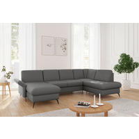 WOHNLANDSCHAFT in Flachgewebe Dunkelgrau  - Dunkelgrau/Schwarz, Konventionell, Textil/Metall (164/314/195cm) - Sit & More