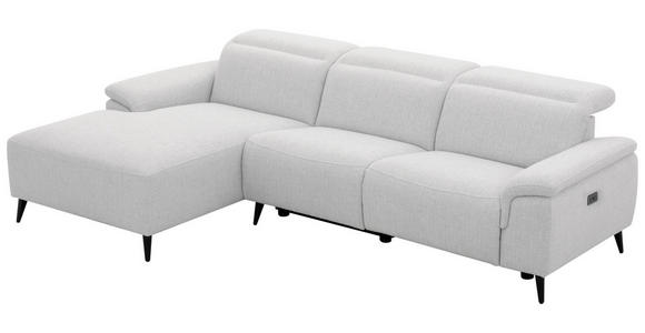 ECKSOFA  in Leinenoptik Hellgrau, Grauweiß  171/270 cm  - Schwarzchrom/Hellgrau, Design, Holz/Kunststoff (171/270cm) - Xora