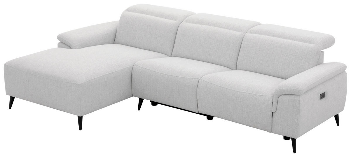 ECKSOFA inkl. Funktionen Hellgrau Leinenoptik  - Schwarzchrom/Hellgrau, Design, Holz/Kunststoff (171/270cm) - Xora