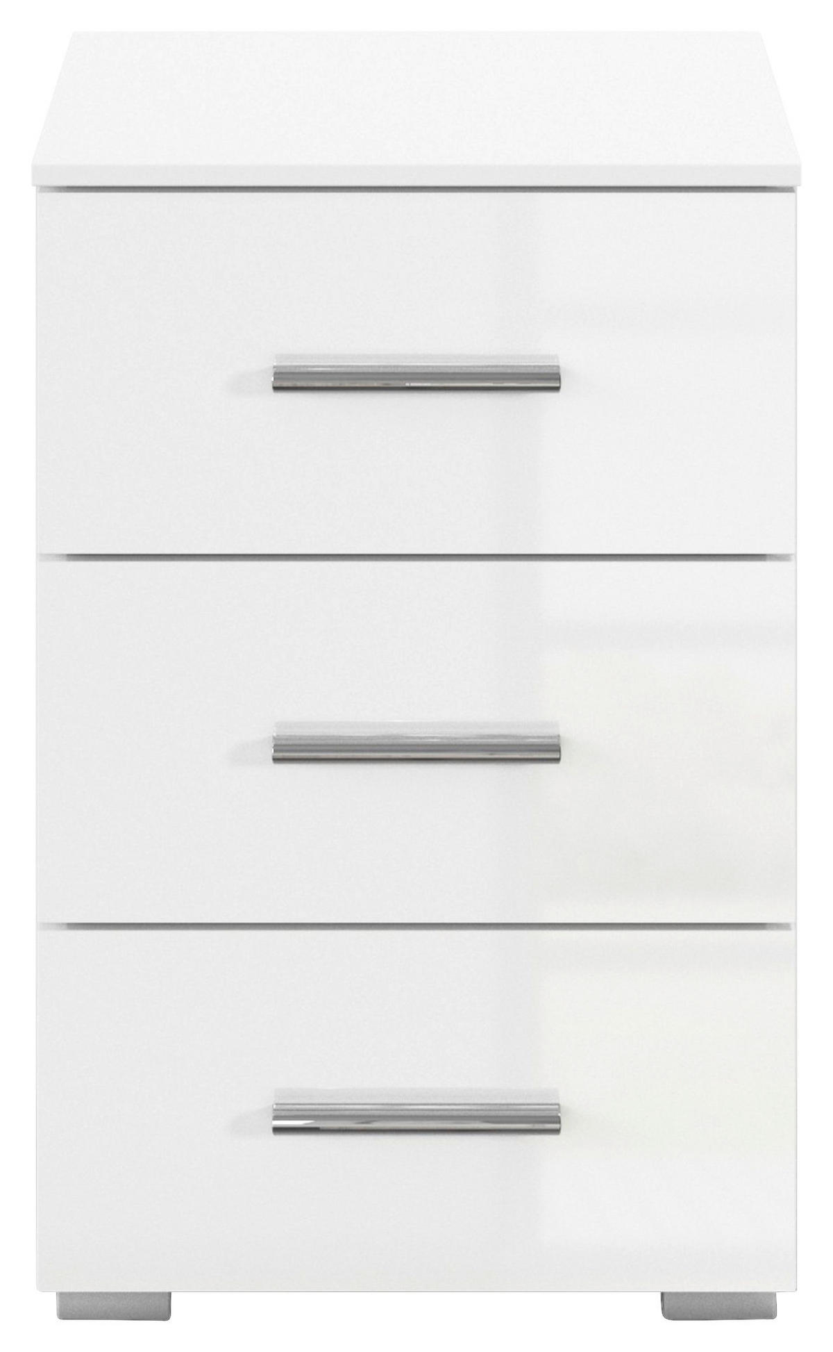 NACHTSCHRANK 40/61/42 cm  - Weiß Hochglanz/Alufarben, KONVENTIONELL, Holzwerkstoff/Kunststoff (40/61/42cm) - home24