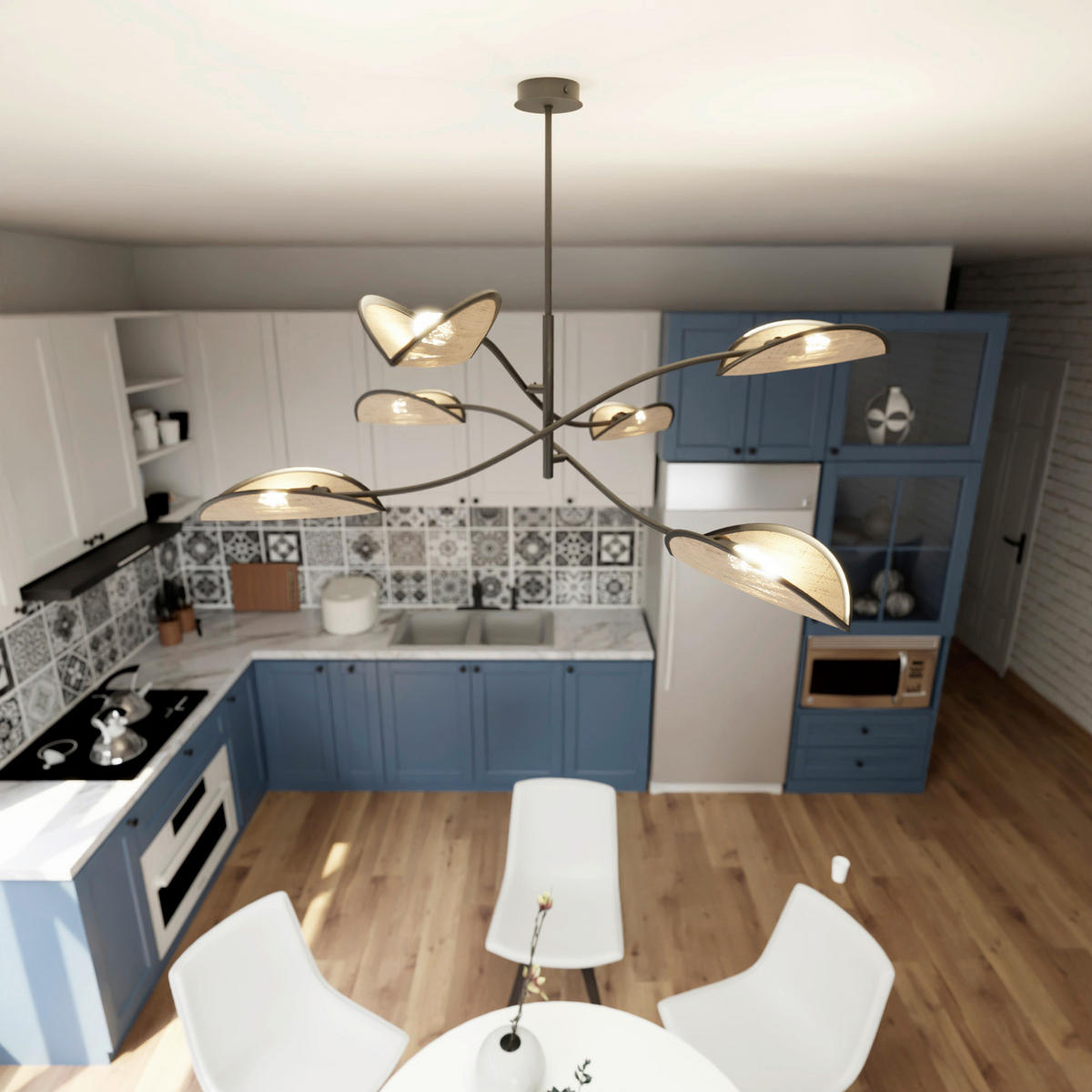 DECKENLEUCHTE 105/105/59 cm  - Hellbraun/Schwarz, LIFESTYLE, Textil/Metall (105/105/59cm)