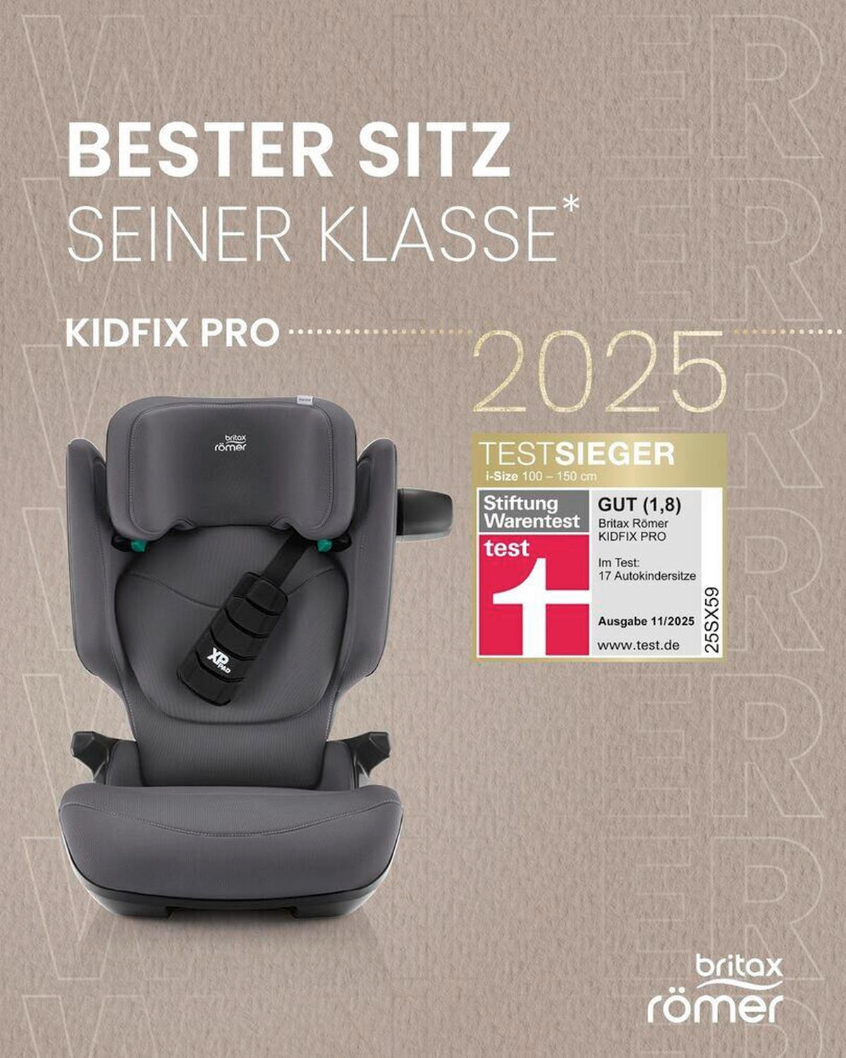 KINDERAUTOSITZ Kidfix Pro  - Greige/Hellgrau, Basics, Kunststoff/Textil (48/83/42cm) - Britax Römer