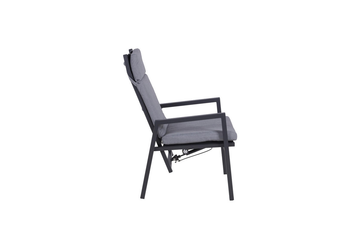 GARTENSTUHL Metall, Kunststoff, Textil Grau, Schwarz  - Schwarz/Grau, Basics, Kunststoff/Textil (55/103/65cm) - Gardenson