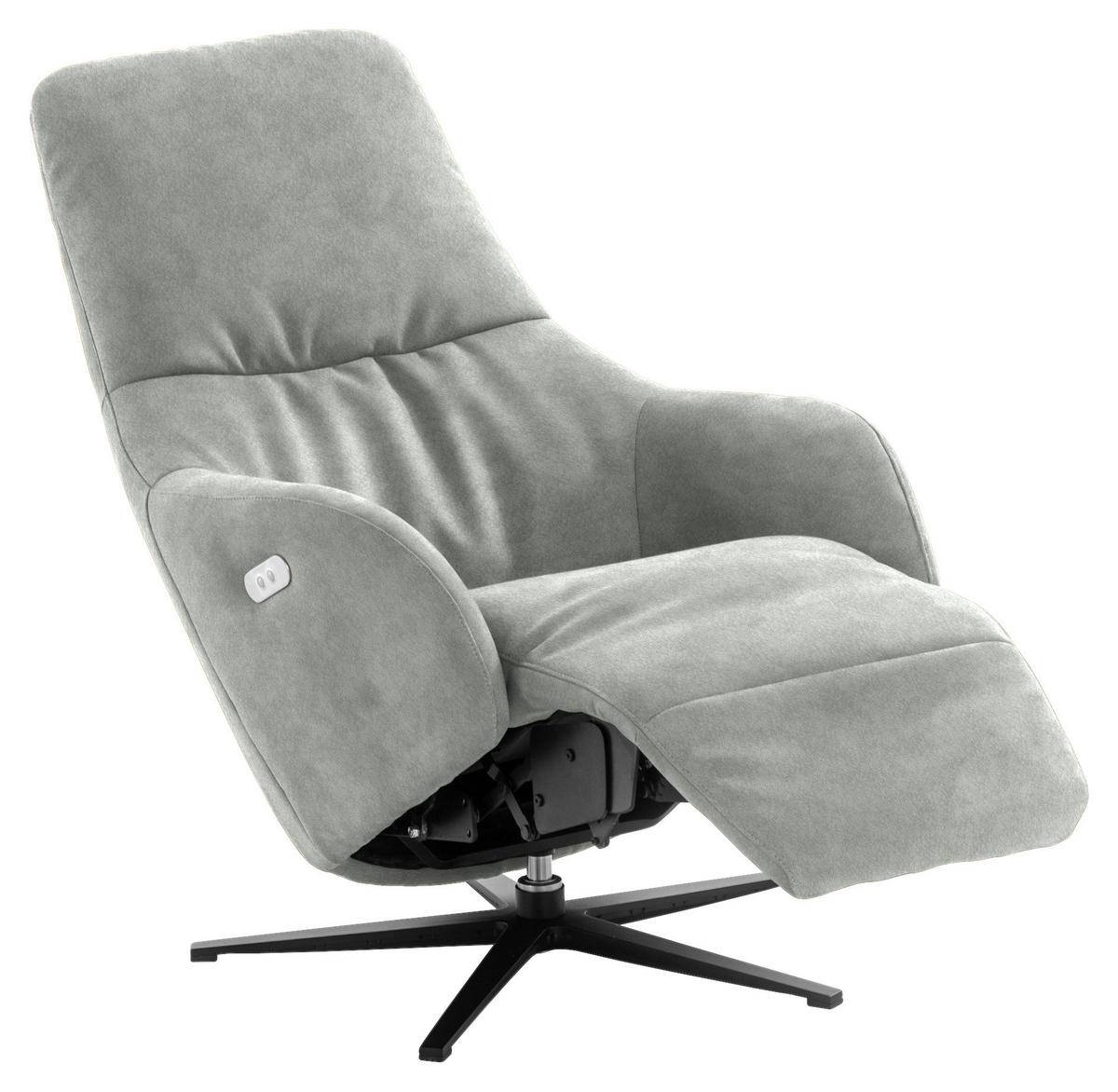RELAXSESSEL in Textil Hellgrau  - Hellgrau/Schwarz, Design, Textil/Metall (77/108/95cm) - Chilliano