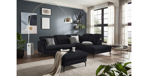 ECKSOFA in Flachgewebe Graphitfarben 299-313/233 cm - Schwarz/Graphitfarben, Design, Textil/Metall (299-313/233cm) - Dieter Knoll