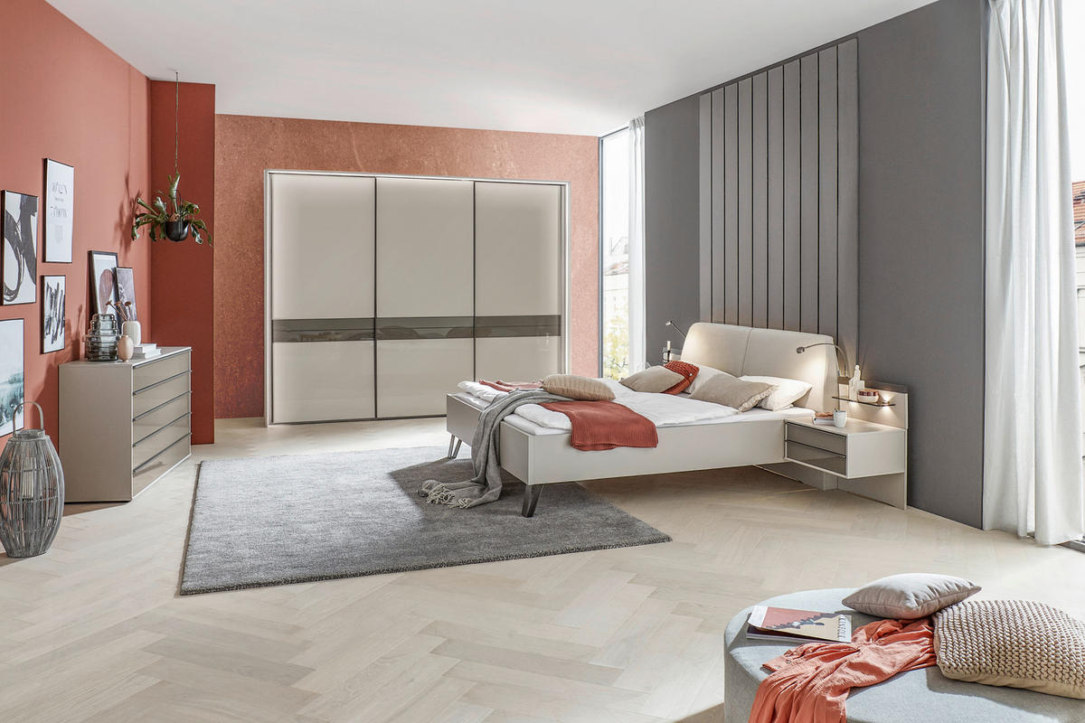 BETTANLAGE 180/200 cm  in Braun, Grau   - Braun/Grau, Design, Glas/Holzwerkstoff (180/200cm) - Dieter Knoll