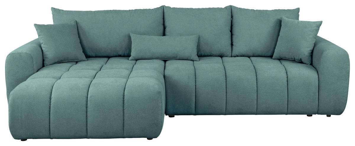 ECKSOFA Petrol Velours  - Petrol/Schwarz, KONVENTIONELL, Kunststoff/Textil (168/298cm) - Carryhome
