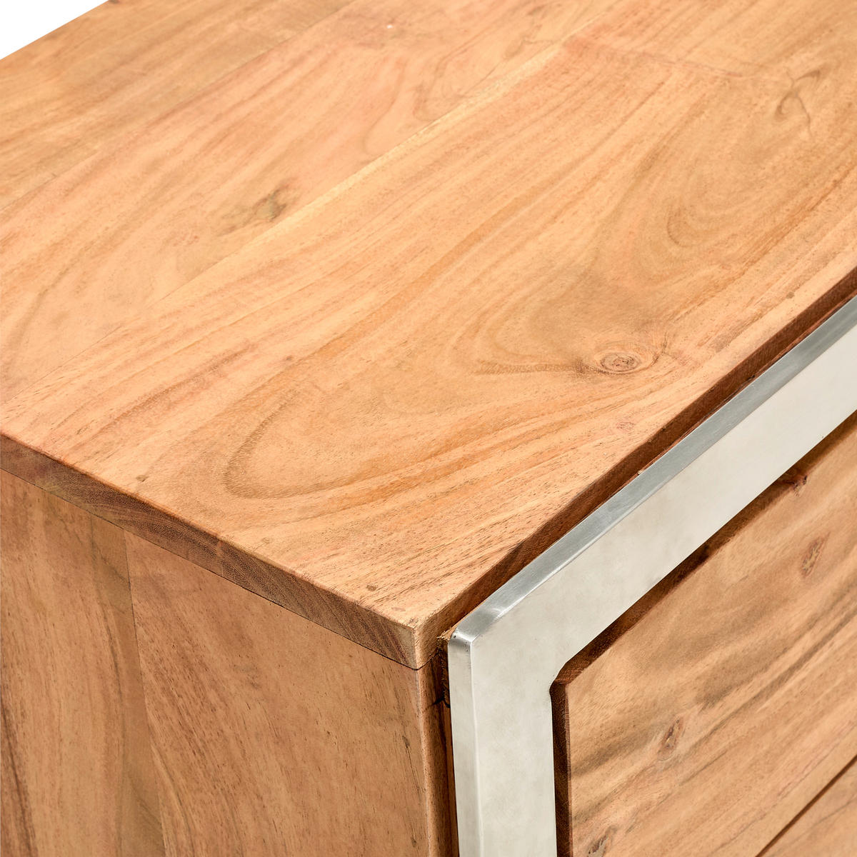KOMMODE  in 100/85/40 cm  - Silberfarben/Akaziefarben, KONVENTIONELL, Holz/Metall (100/85/40cm) - Livetastic