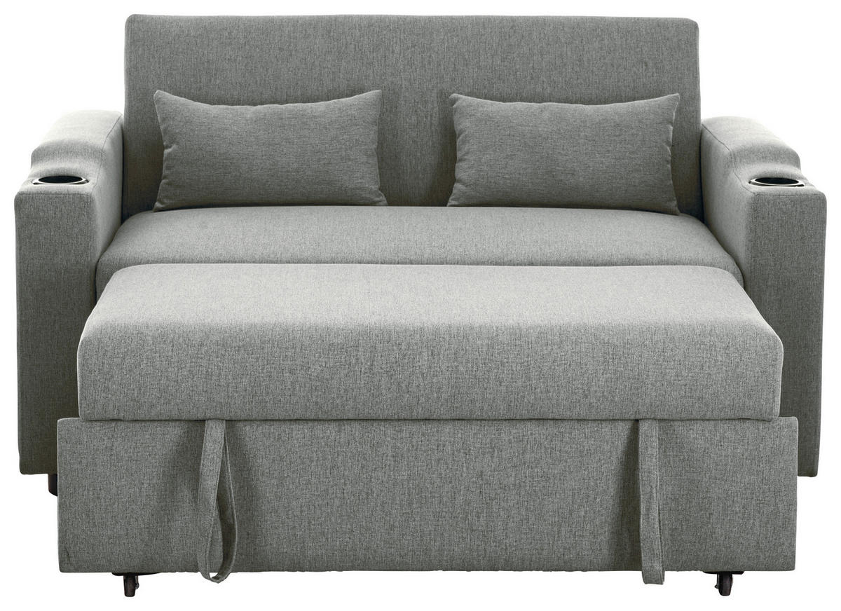 SCHLAFSOFA in Leinenoptik Dunkelgrau  - Dunkelgrau/Schwarz, Basics, Kunststoff/Textil (150/91/85cm) - P & B