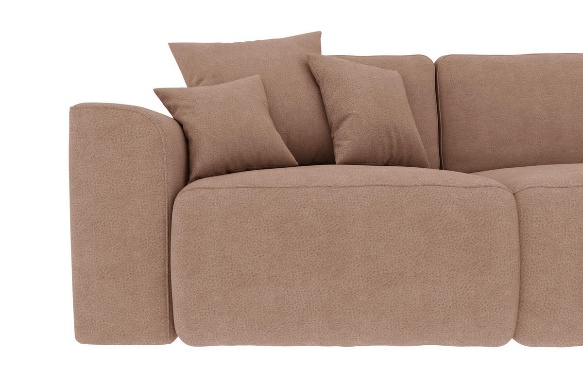 ECKSOFA Cappuccino Lederlook Zierkissen, Rückenkissen, Bettkasten, Schlaffunktion, Rücken echt, Liegefläche im Originalstoff  - Chromfarben/Cappuccino, KONVENTIONELL, Kunststoff/Textil (293/195cm) - Carryhome