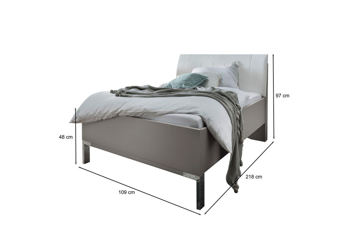 BETT 100/200 cm  in Grau, Weiß  - Chromfarben/Weiß, KONVENTIONELL, Holzwerkstoff/Textil (100/200cm) - Dieter Knoll