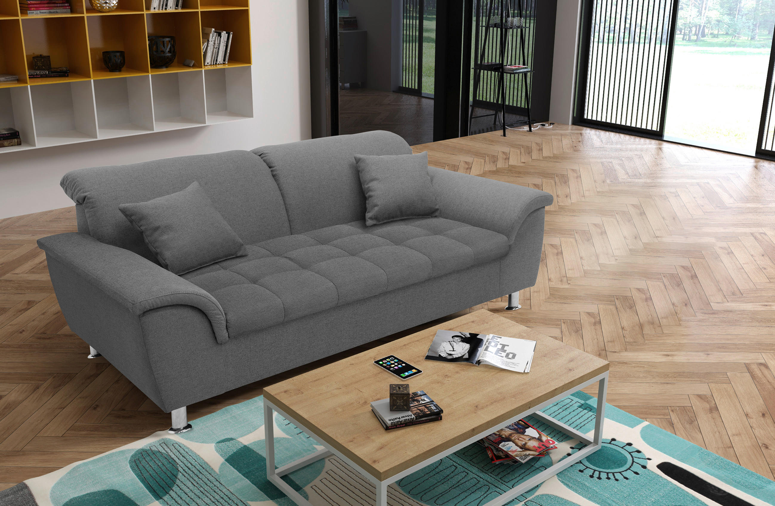 2-SITZER-SOFA in Webstoff Grau  - Chromfarben/Grau, KONVENTIONELL, Textil/Metall (190/81/105cm) - MID.YOU
