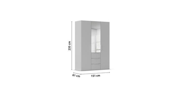 DREHTÜRENSCHRANK 151/235/61 cm,  in Graphitfarben, 3-türig  - Graphitfarben, Basics, Glas/Holzwerkstoff (151/235/61cm) - Novel