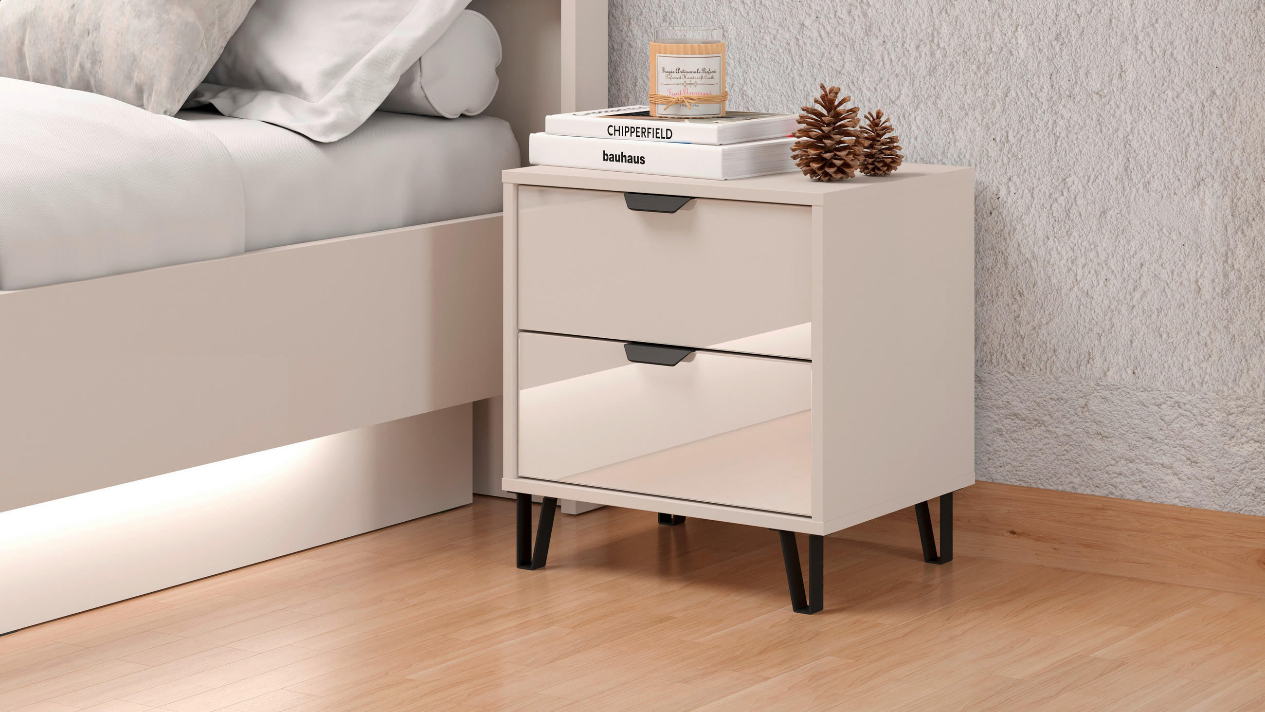 ÉJJELISZEKRÉNY kasmír  - kasmír, Basics, faalapú anyag/Üveg (48/40/52cm) - Ti'me