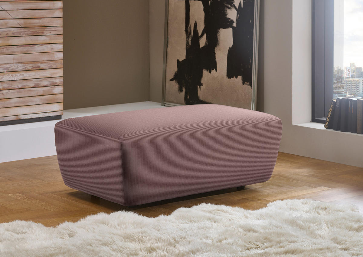 ECKSOFA in Feincord Dunkelrosa  301/177 cm  - Dunkelrosa/Schwarz, Design, Kunststoff/Textil (301/177cm) - Beldomo Style