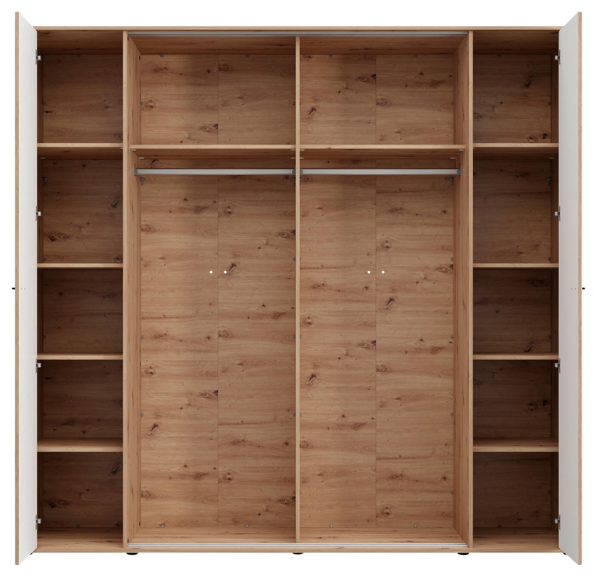 KLEIDERSCHRANK 232/218,5/58 cm,  in Graphitfarben, Schwarz, Eiche Artisan, 4-türig  - Graphitfarben/Schwarz, MODERN, Glas/Holzwerkstoff (232/218,5/58cm) - MID.YOU