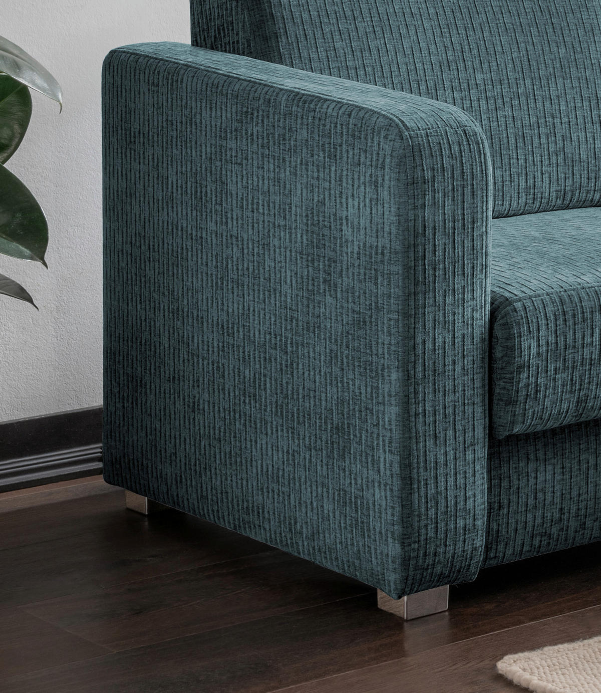 SCHLAFSOFA Mikrofaser Türkis  - Türkis/Chromfarben, Basics, Kunststoff/Textil (159/88/87cm) - Livetastic