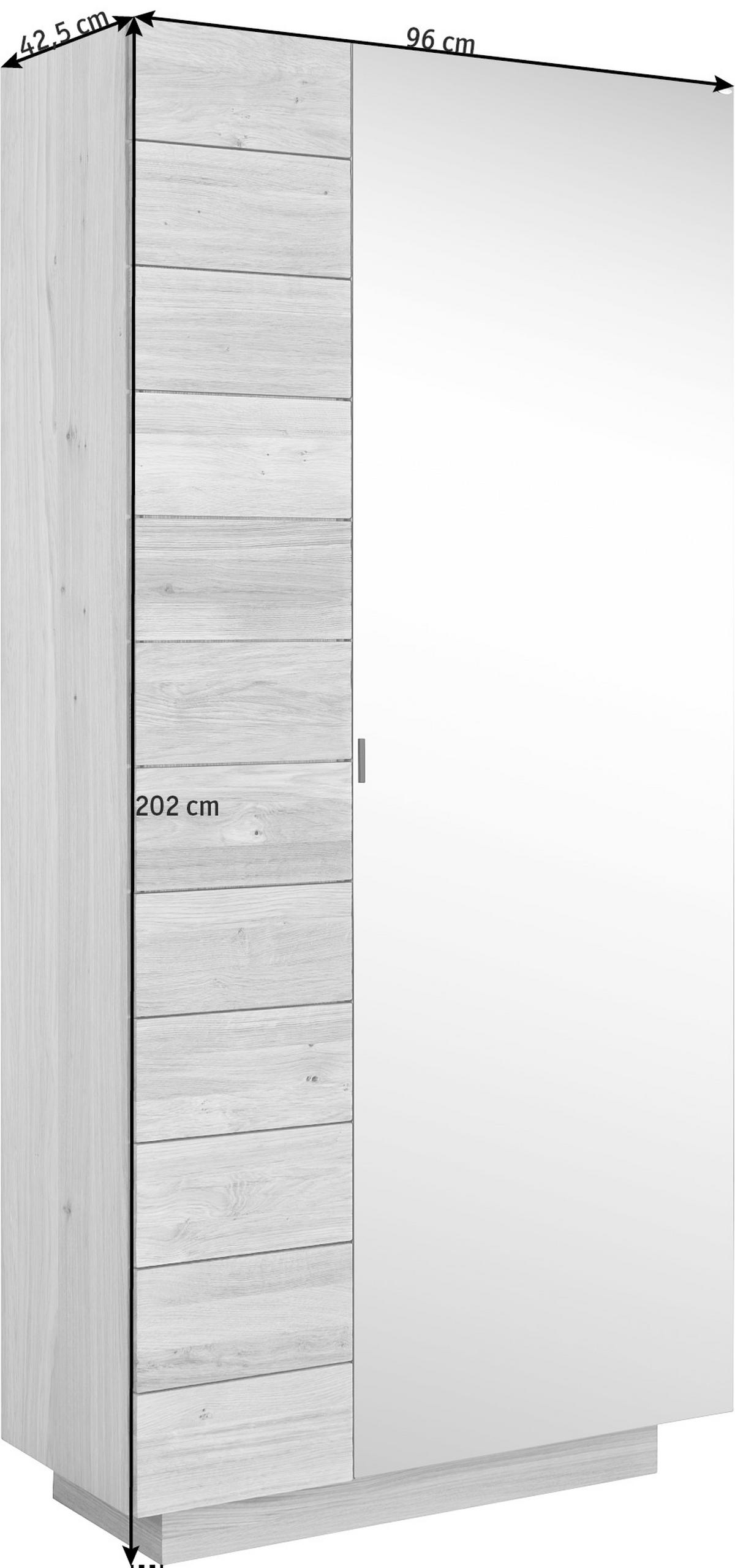 GARDEROBENSCHRANK  in 96/202/42,5 cm  - Eichefarben, Design, Glas/Holz (96/202/42,5cm) - Voglauer
