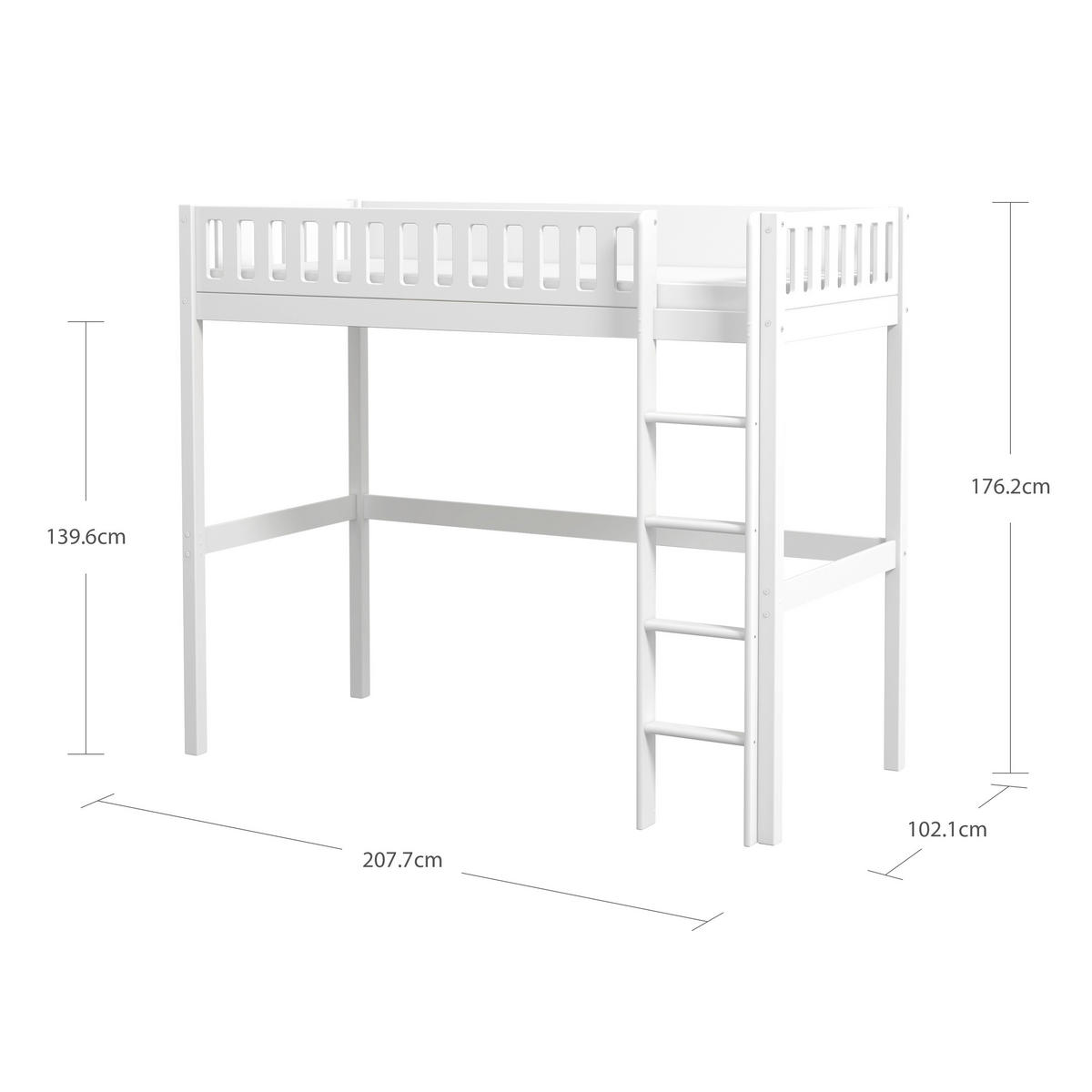 HOCHBETT 90/200 cm,  in Absturzsicherung, Leiter, Rollrost  - Weiß, MODERN, Holz (90/200cm) - Chameo
