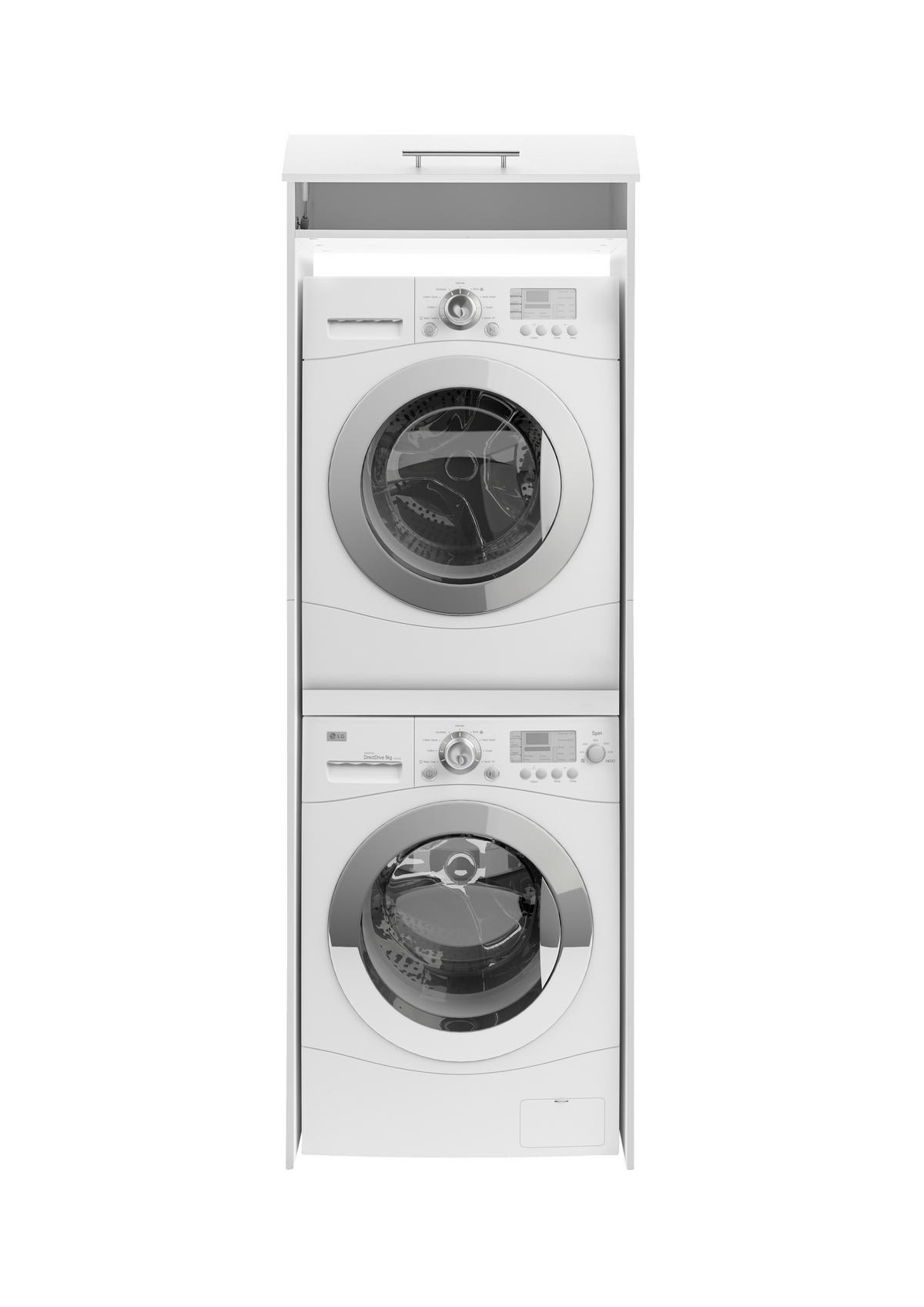 WASCHMASCHINENSCHRANK 67,4/200/67,6 cm  in Weiß  - Edelstahlfarben/Weiß, KONVENTIONELL, Holzwerkstoff/Metall (67,4/200/67,6cm) - Respekta
