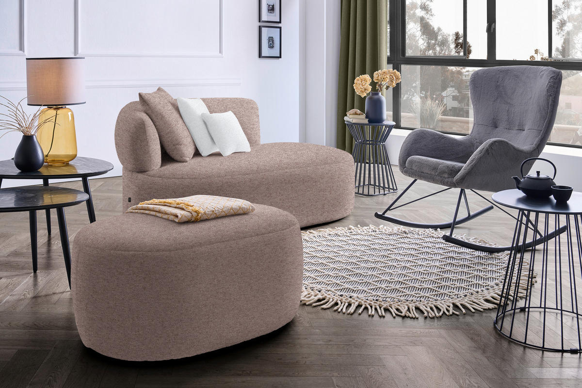 RÉCAMIERE  in Chenille Hellgrau, Rotbraun  - Rotbraun/Hellgrau, MODERN, Kunststoff/Textil (166/86/105cm) - Hom`in