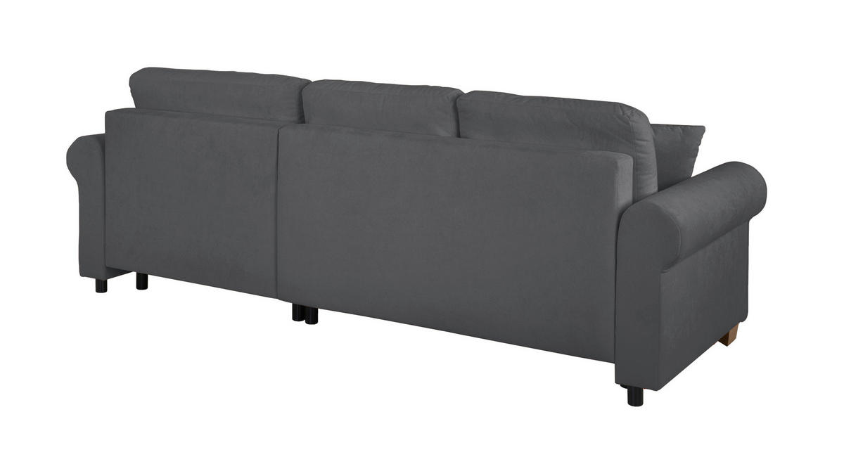 ECKSOFA Arles Dunkelgrau  - Dunkelgrau/Buchefarben, Design, Holz/Textil (266/161cm) - MID.YOU