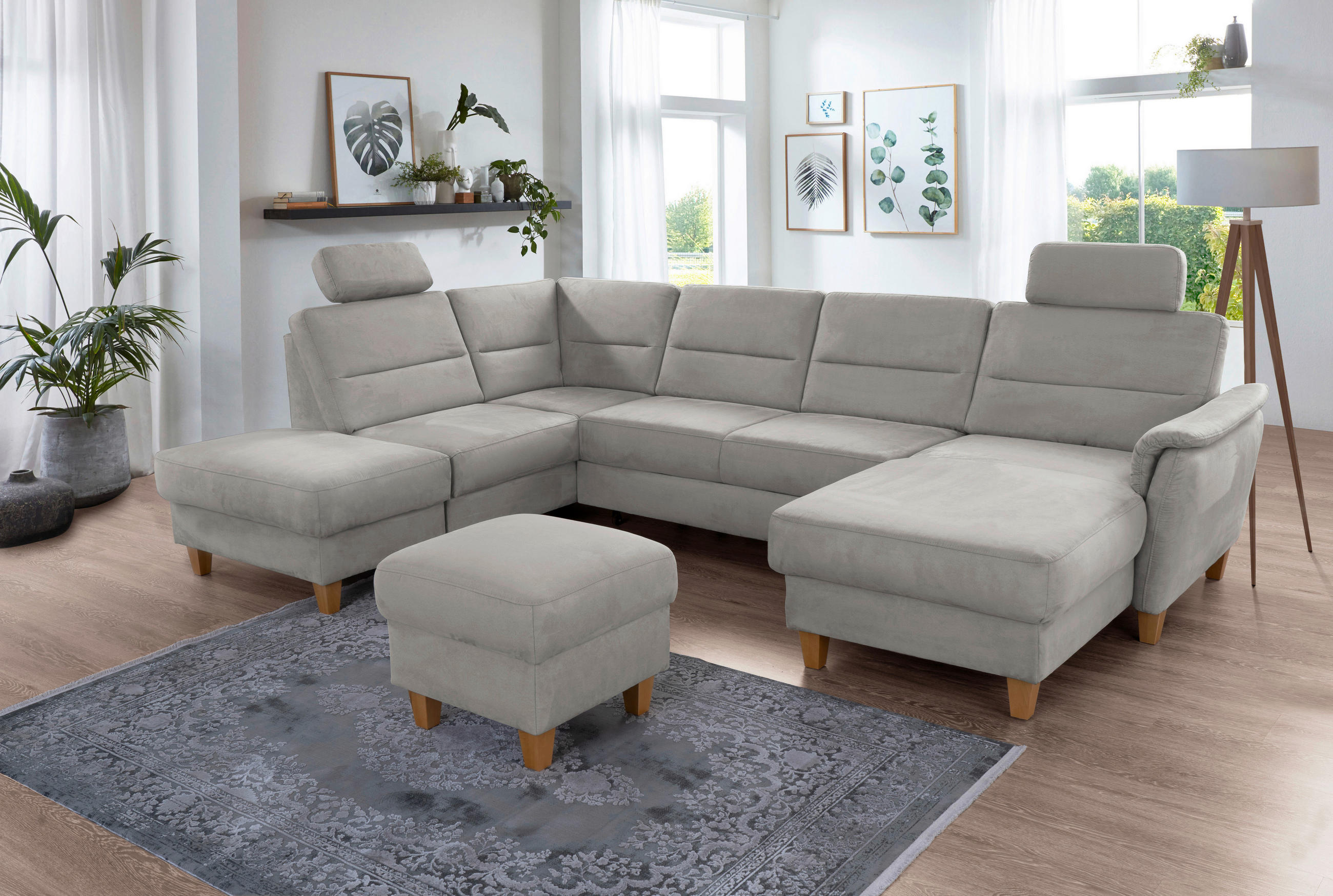 WOHNLANDSCHAFT PALMERA V Anthrazit Mikrofaser  - Eichefarben/Anthrazit, KONVENTIONELL, Holz/Textil (212/308/163cm) - Sit & More