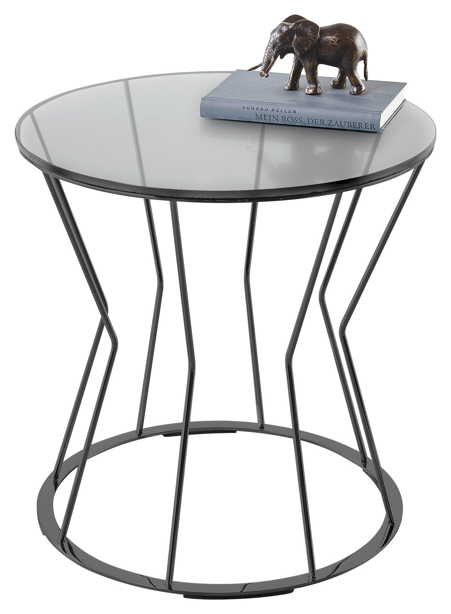BEISTELLTISCH 50/50/45 cm FABIA rund  - Schwarz, Design, Glas/Metall (50/50/45cm) - Musterring