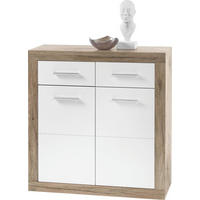 KOMODA, bela, hrast sonoma  - srebrne barve/bela, Design, umetna masa/leseni material (82/88/37cm) - Xora