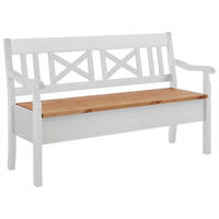 SITZBANK 148/93/58 cm Weiß, Laugenfarbig Kiefer massiv  - Laugenfarbig/Weiß, ROMANTIK / LANDHAUS, Holz (148/93/58cm) - Boxxx