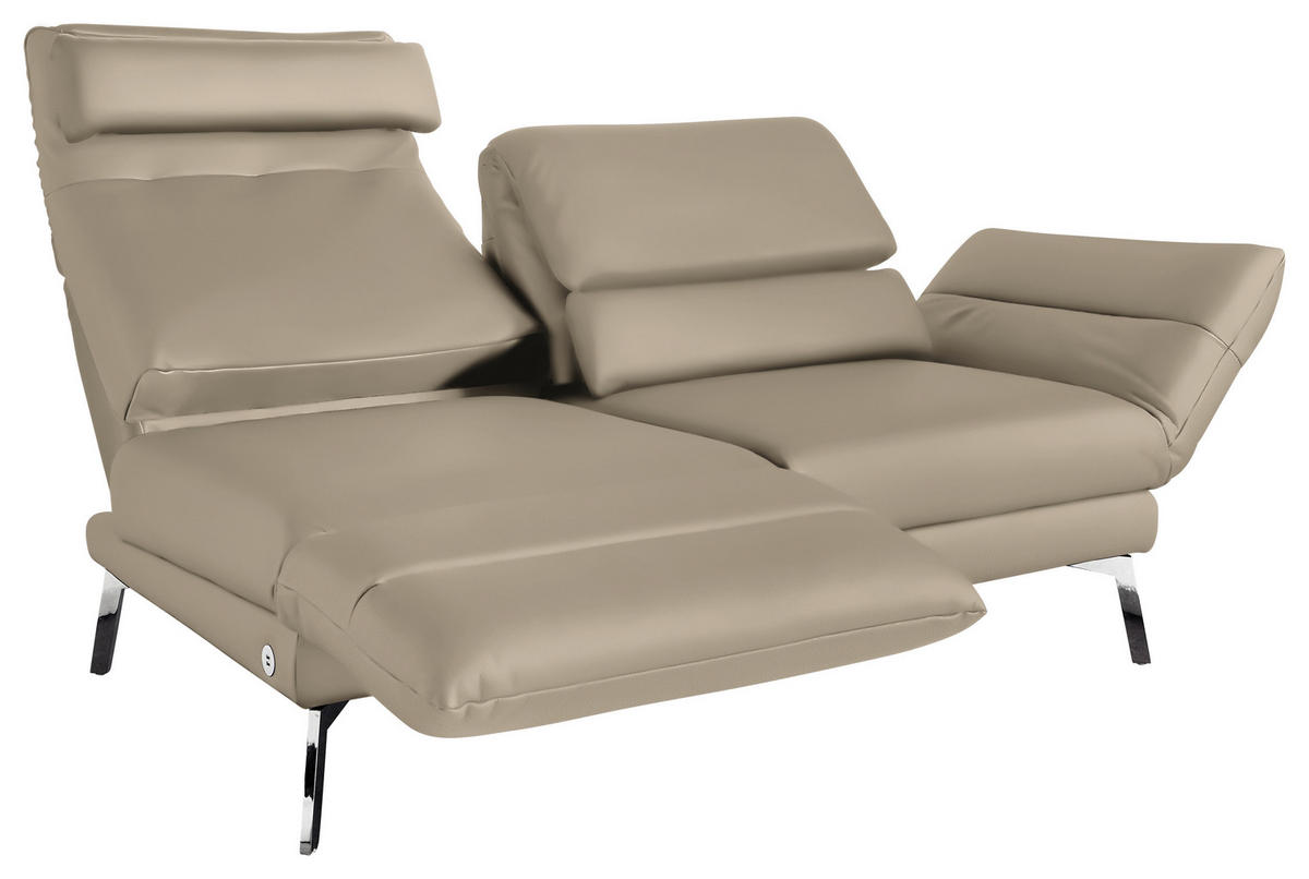 2-SITZER-SOFA in Echtleder Hellbraun  - Chromfarben/Hellbraun, Design, Leder/Metall (178-226/82/96-177cm) - Dieter Knoll